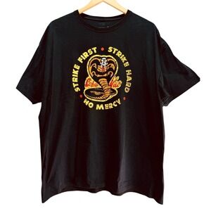 Ripple Junction Cobra Kai T-Shirt Mens XL Black Strike First No Mercy Retro Tee